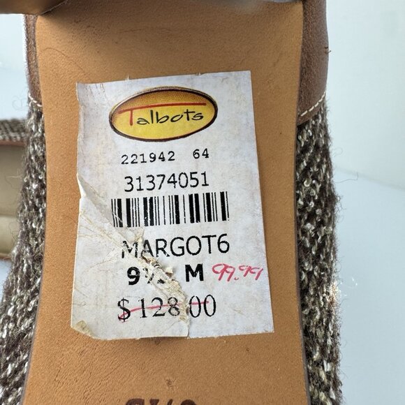 Talbots Margot Block Heel Pumps 9.5 Brown Tweed Leather Womens Shoes Academia - Picture 14 of 16